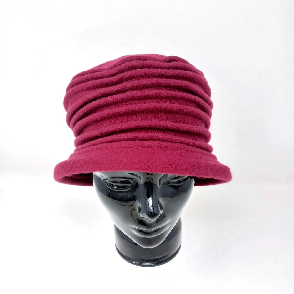 PARKHURST Burgundy Lauren Brim Accordion Wool Hat